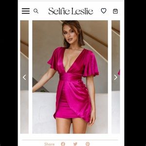 NWT!! Selfie Leslie ESPIRITU V-NECKLINE WAIST TIE DRESS FUCHSIA size XS
